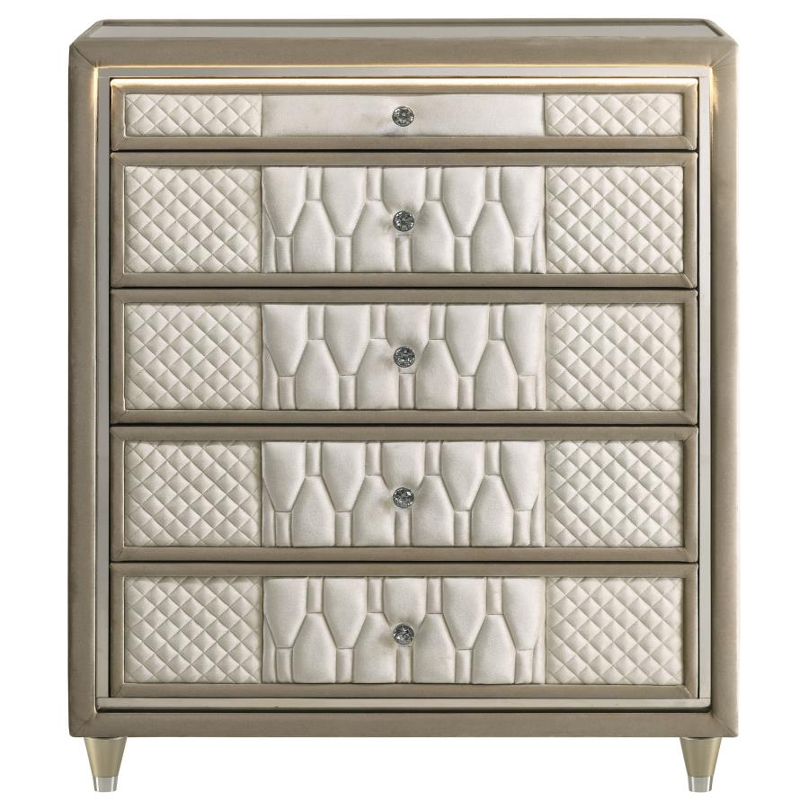 Lorient 5-drawer LED Chest of Drawers Ivory and Camel - 222665