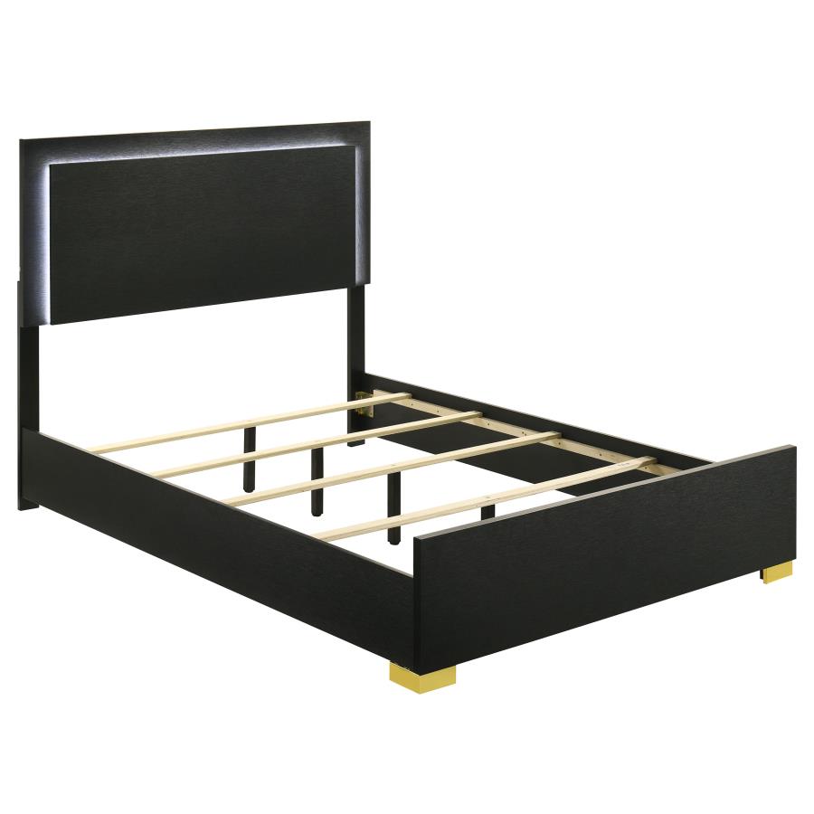 Marceline Wood Full LED Panel Bed Black - 222831F