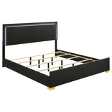 Marceline Wood Eastern King LED Panel Bed Black - 222831KE