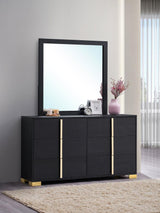 Marceline 6-drawer Dresser with Mirror Black - 222833M