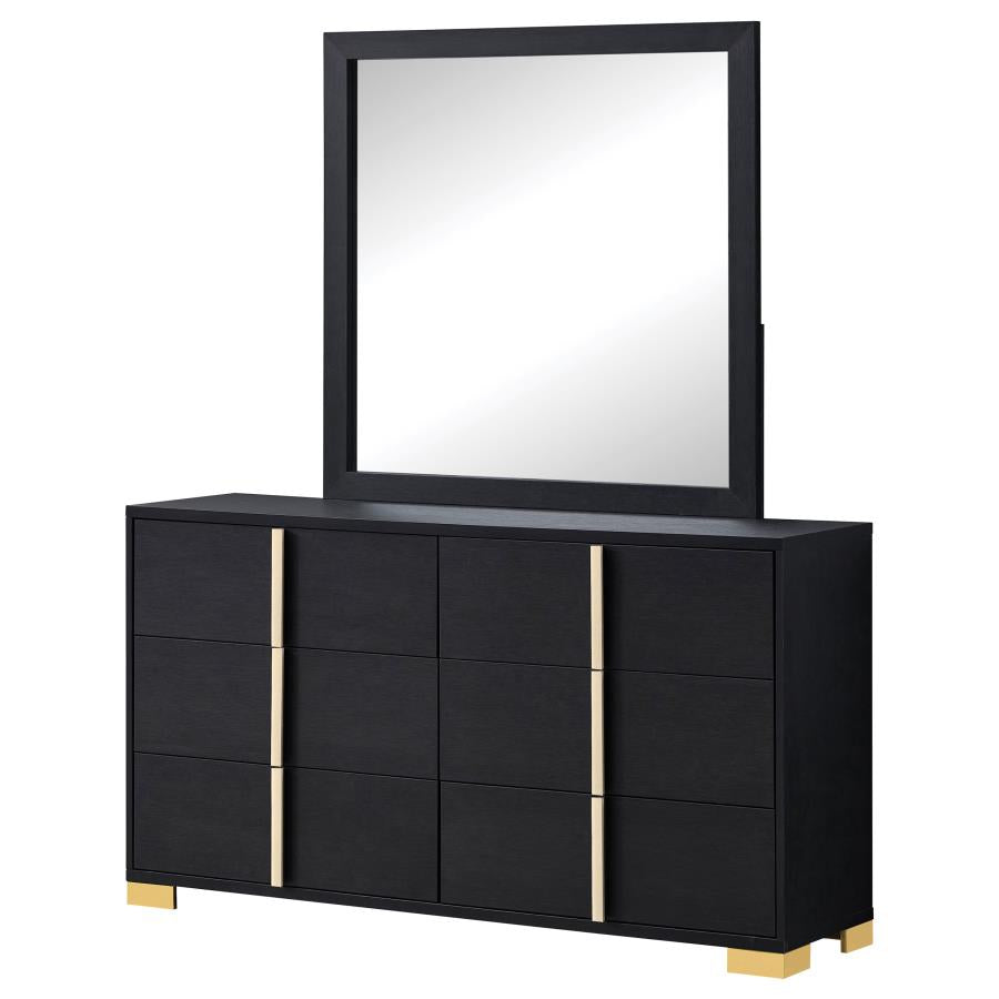 Marceline 6-drawer Dresser with Mirror Black - 222833M