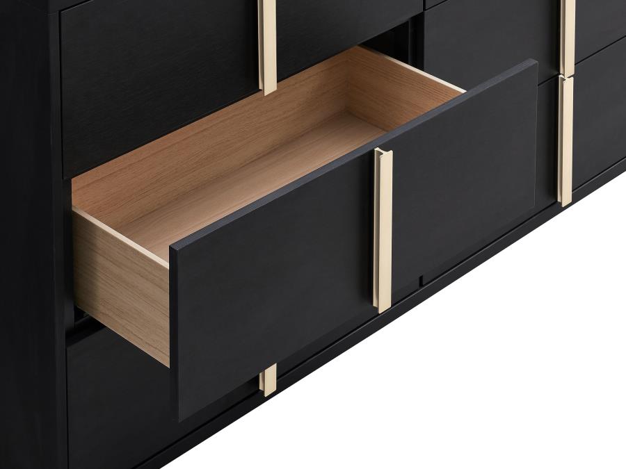Marceline 6-drawer Dresser with Mirror Black - 222833M