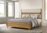 Bennett 62-inch Eastern King Upholstered Panel Bed Cream and Light Oak - 222901KE