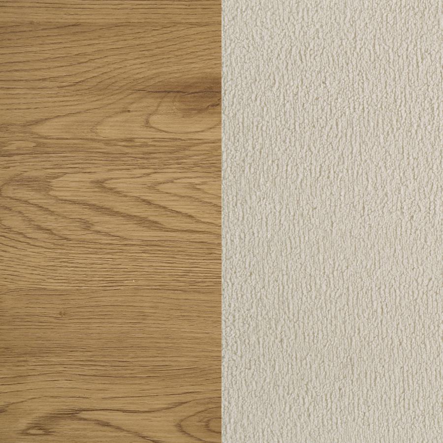 Bennett 62-inch Eastern King Upholstered Panel Bed Cream and Light Oak - 222901KE