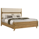 Bennett 62-inch California King Upholstered Panel Bed Cream and Light Oak - 222901KW