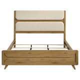 Bennett 62-inch California King Upholstered Panel Bed Cream and Light Oak - 222901KW