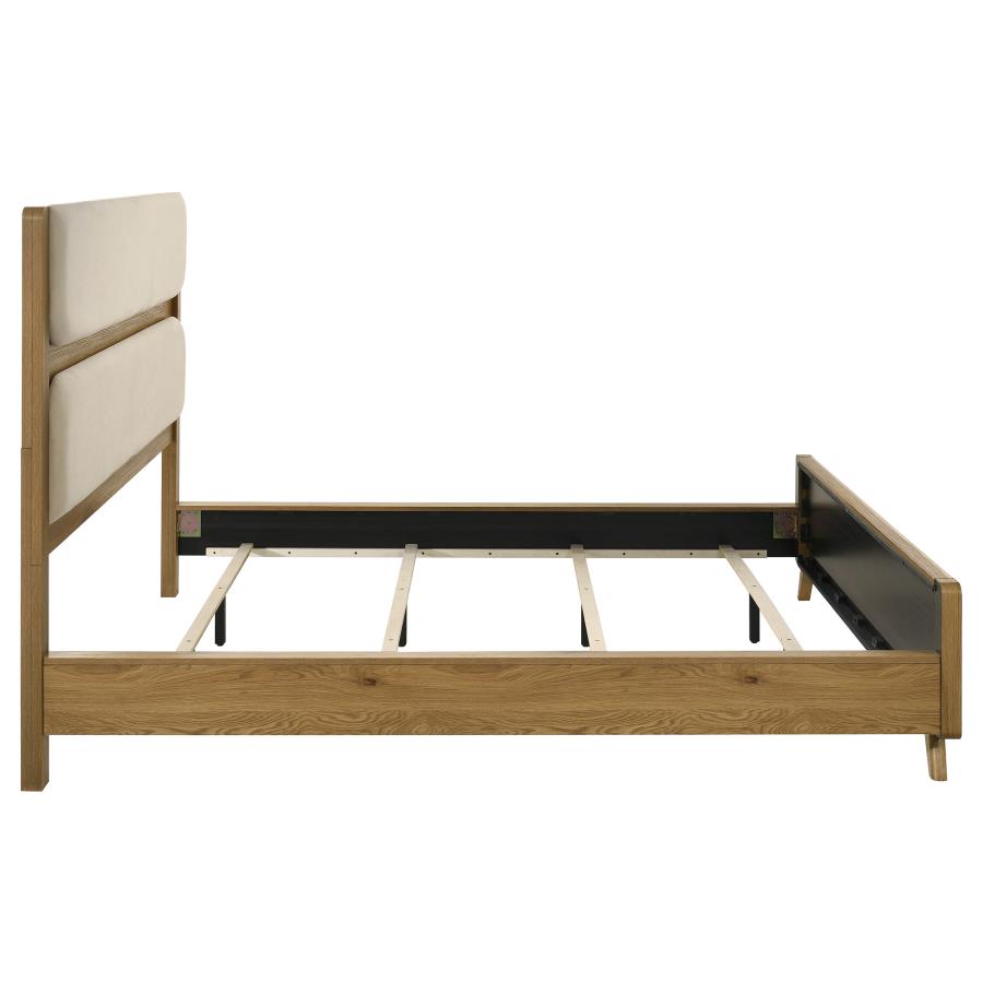 Bennett 62-inch California King Upholstered Panel Bed Cream and Light Oak - 222901KW