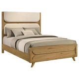 Bennett 62-inch Queen Upholstered Panel Bed Cream and Light Oak - 222901Q