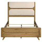 Bennett 62-inch Queen Upholstered Panel Bed Cream and Light Oak - 222901Q