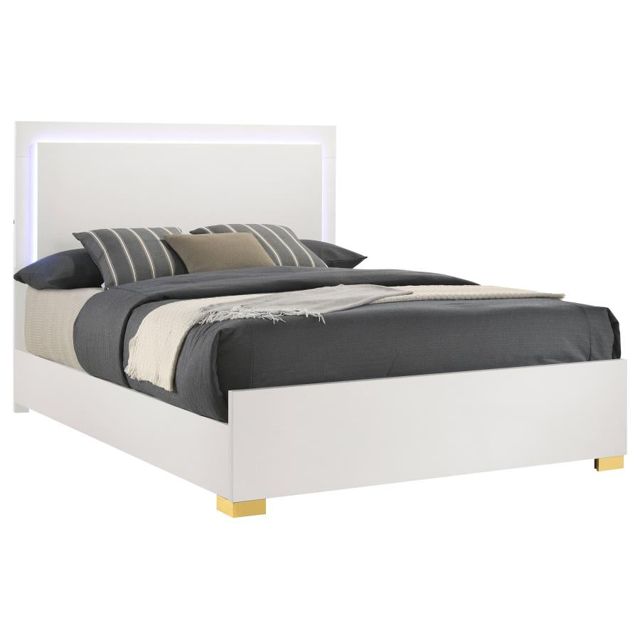 Marceline Wood Queen LED Panel Bed White - 222931Q