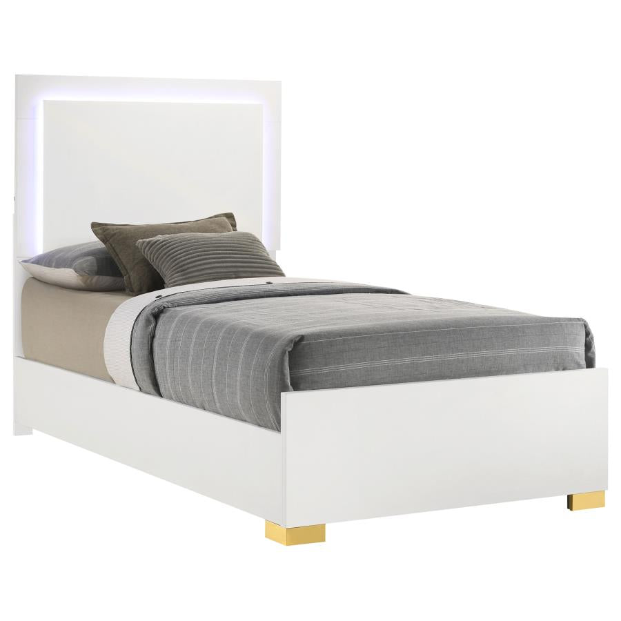 Marceline Wood Twin LED Panel Bed White - 222931T