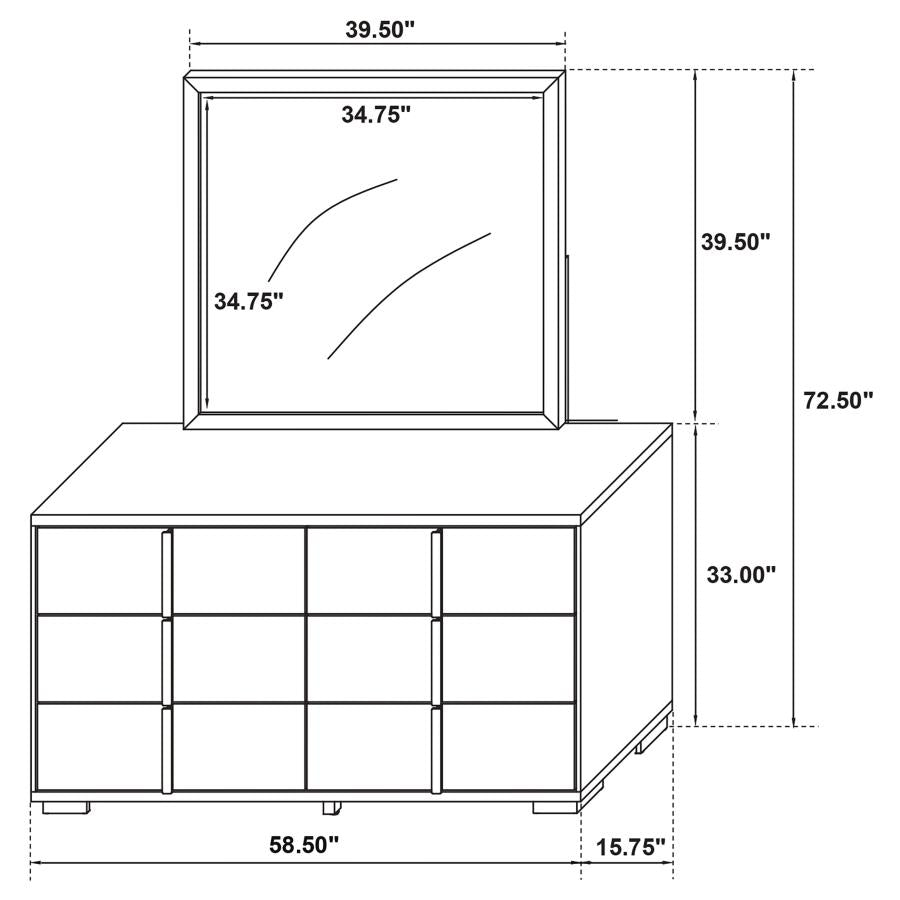 Marceline 6-drawer Dresser with Mirror White - 222933M