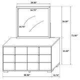 Marceline 6-drawer Dresser with Mirror White - 222933M