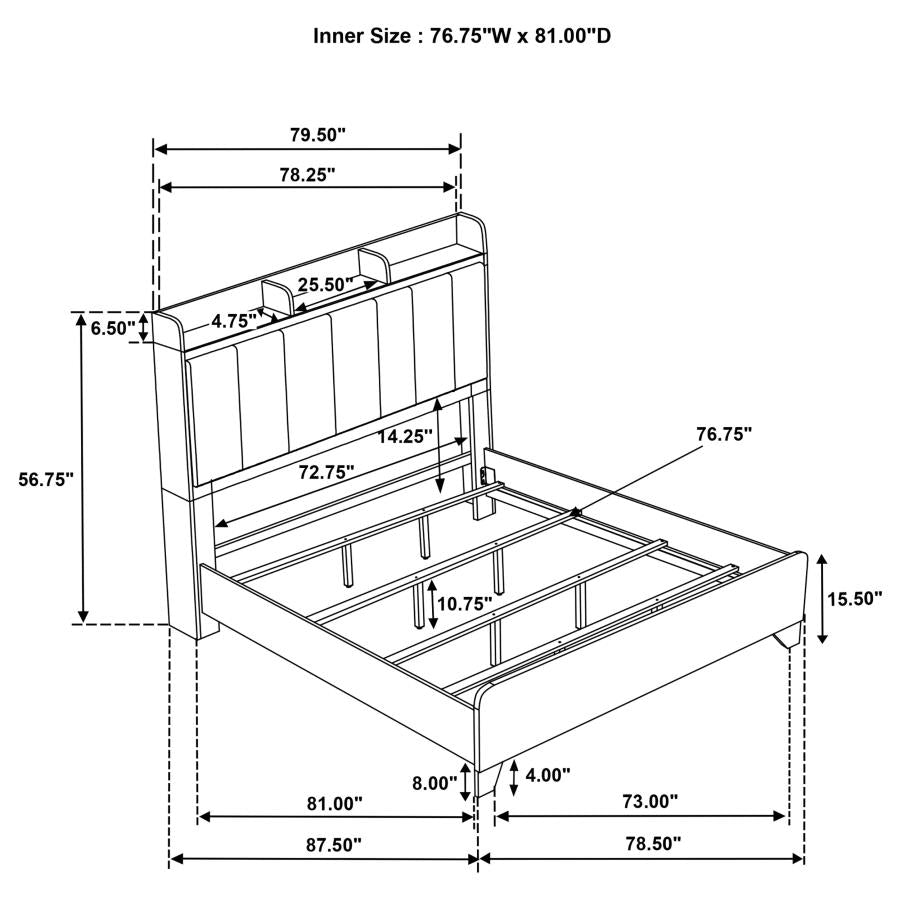Henderson 57-inch Eastern King Bookcase Panel Bed Medium Oak - 222971KE