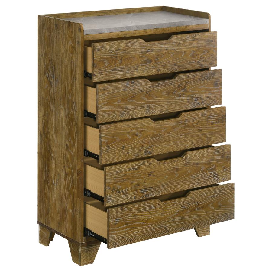 Henderson 5-drawer Bedroom Chest of Drawers Medium Oak - 222975