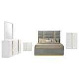 Ines 5-piece Eastern King Bedroom Set Grey and White High Gloss - 223091GRYKE-S5