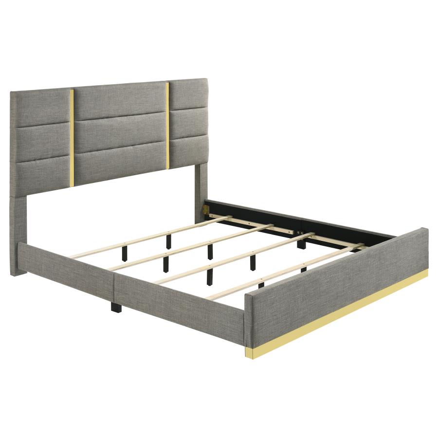 Ines 5-piece Eastern King Bedroom Set Grey and White High Gloss - 223091GRYKE-S5