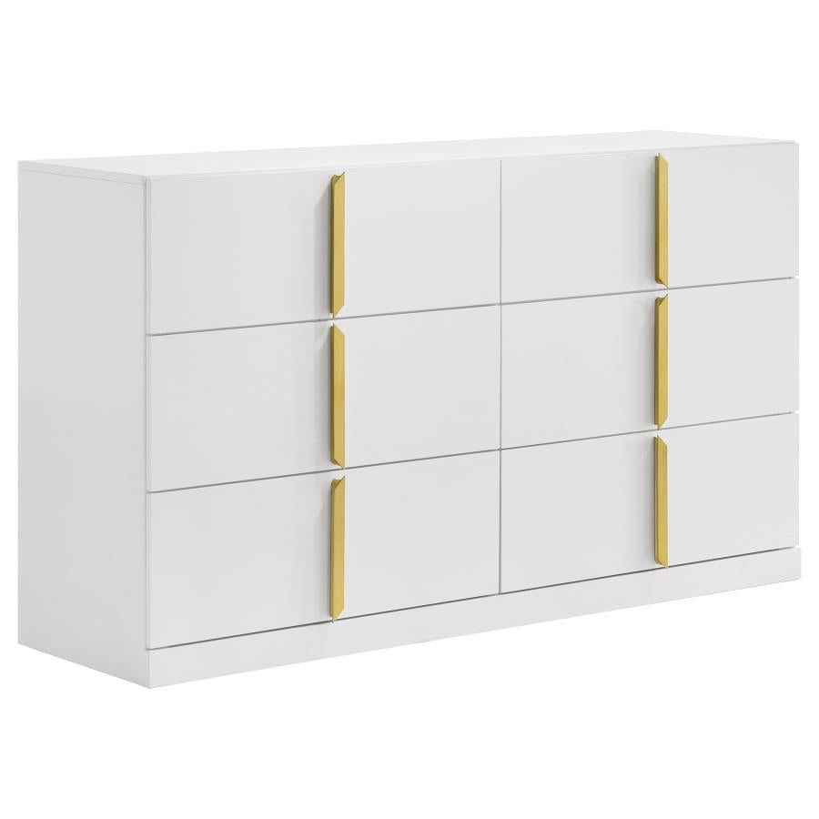 Ines 5-piece Eastern King Bedroom Set Grey and White High Gloss - 223091GRYKE-S5
