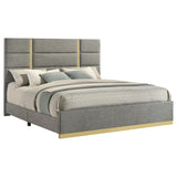 Ines 56-inch Fabric Upholstered Eastern King Panel Bed Grey - 223091GRYKE