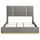 Ines 56-inch Fabric Upholstered Eastern King Panel Bed Grey - 223091GRYKE
