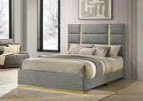 Ines 56-inch Fabric Upholstered Queen Panel Bed Grey - 223091GRYQ