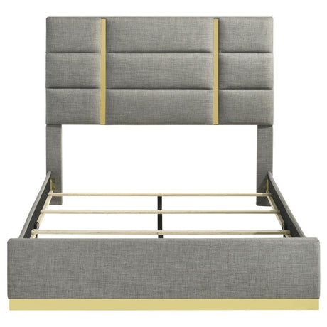 Ines 56-inch Fabric Upholstered Queen Panel Bed Grey - 223091GRYQ