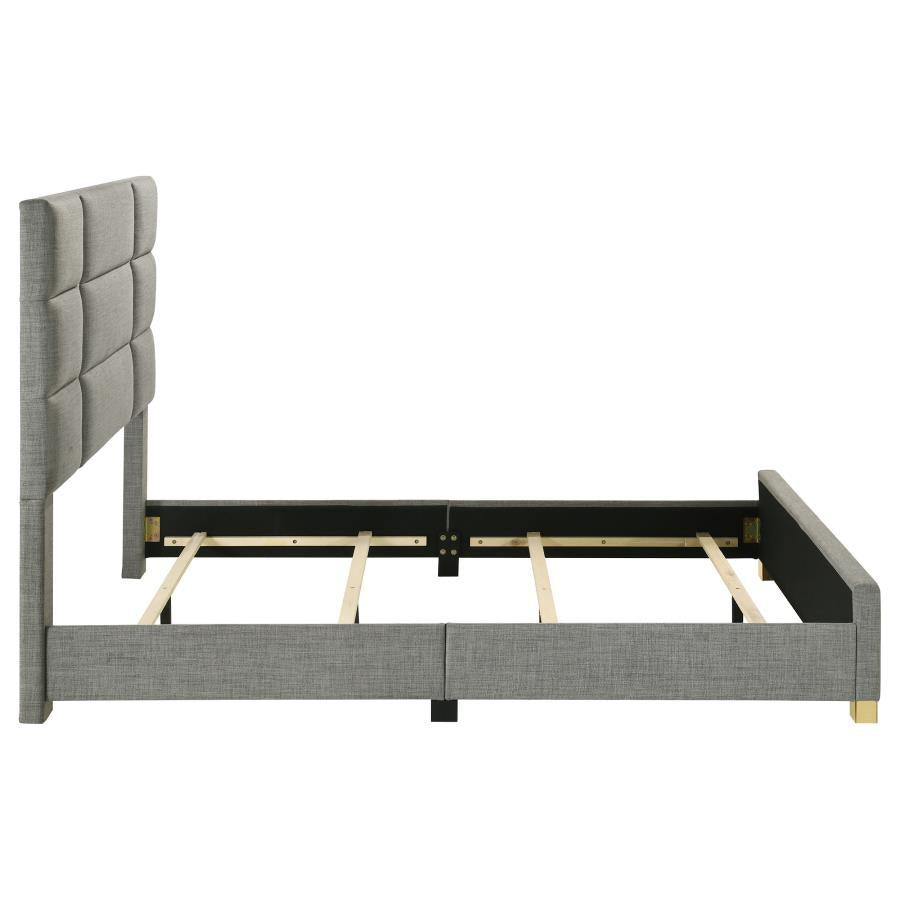 Ines 56-inch Fabric Upholstered Queen Panel Bed Grey - 223091GRYQ
