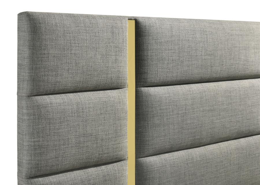 Ines 56-inch Fabric Upholstered Queen Panel Bed Grey - 223091GRYQ