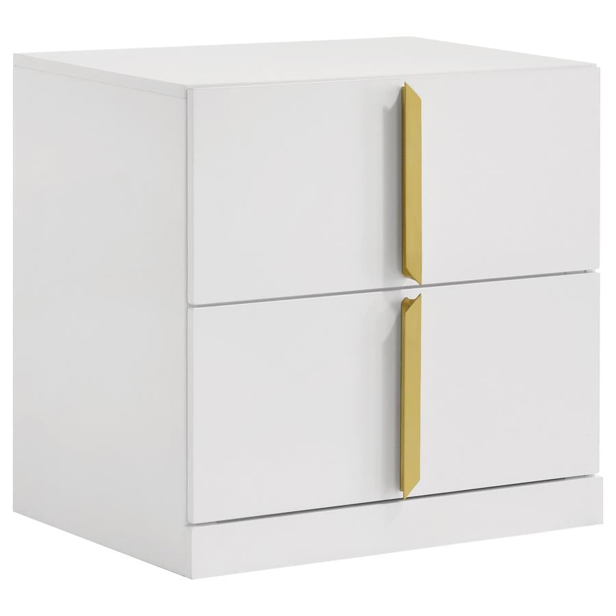 Ines 4-piece Eastern King Bedroom Set Navy and White High Gloss - 223091NVYKE-S4