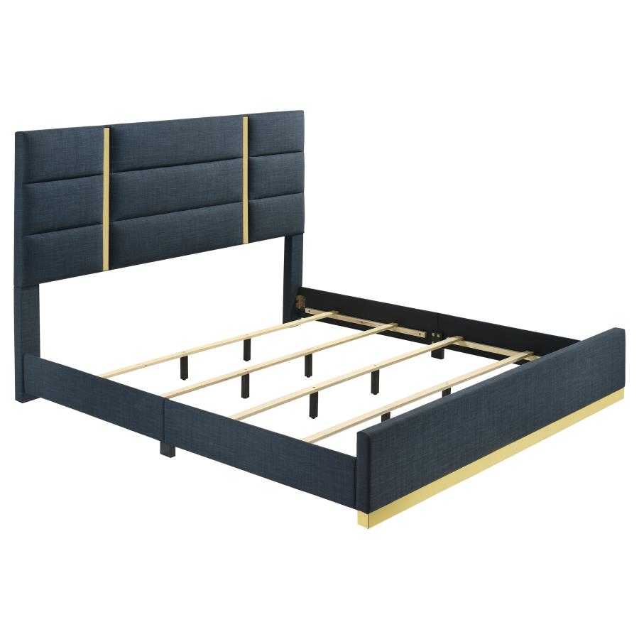 Ines 5-piece Eastern King Bedroom Set Navy and White High Gloss - 223091NVYKE-S5