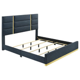 Ines 5-piece Eastern King Bedroom Set Navy and White High Gloss - 223091NVYKE-S5