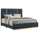 Ines 56-inch Fabric Upholstered Eastern King Panel Bed Navy - 223091NVYKE