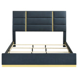 Ines 56-inch Fabric Upholstered Eastern King Panel Bed Navy - 223091NVYKE