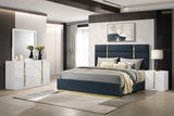 Ines 4-piece Queen Bedroom Set Navy and White High Gloss - 223091NVYQ-S4