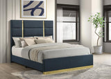 Ines 56-inch Fabric Upholstered Queen Panel Bed Navy - 223091NVYQ