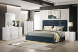 Ines 56-inch Fabric Upholstered Queen Panel Bed Navy - 223091NVYQ