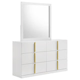Ines 6-drawer Bedroom Dresser with Mirror White High Gloss - 223093M