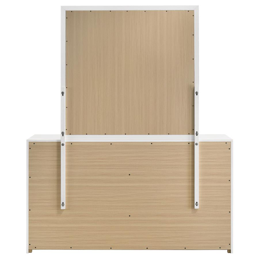 Ines 6-drawer Bedroom Dresser with Mirror White High Gloss - 223093M