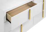 Ines 6-drawer Bedroom Dresser with Mirror White High Gloss - 223093M