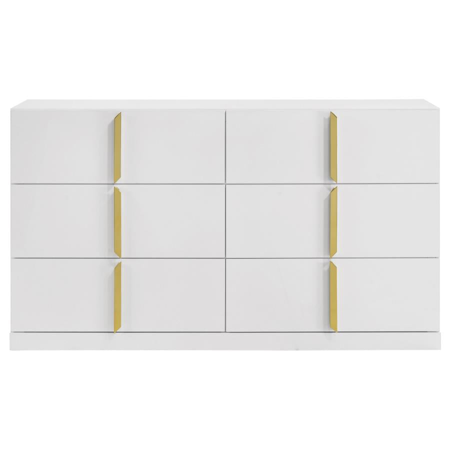 Ines 6-drawer Bedroom Dresser Cabinet White High Gloss - 223093