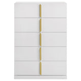 Ines 5-drawer Bedroom Chest of Drawers White High Gloss - 223095