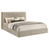 Arielle Eastern King Bookcase Panel Storage Bed Light Oak - 223111KE
