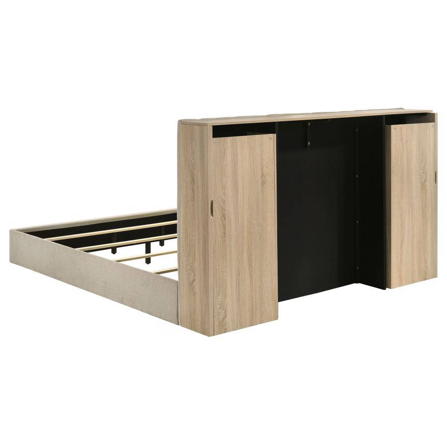 Arielle Eastern King Bookcase Panel Storage Bed Light Oak - 223111KE
