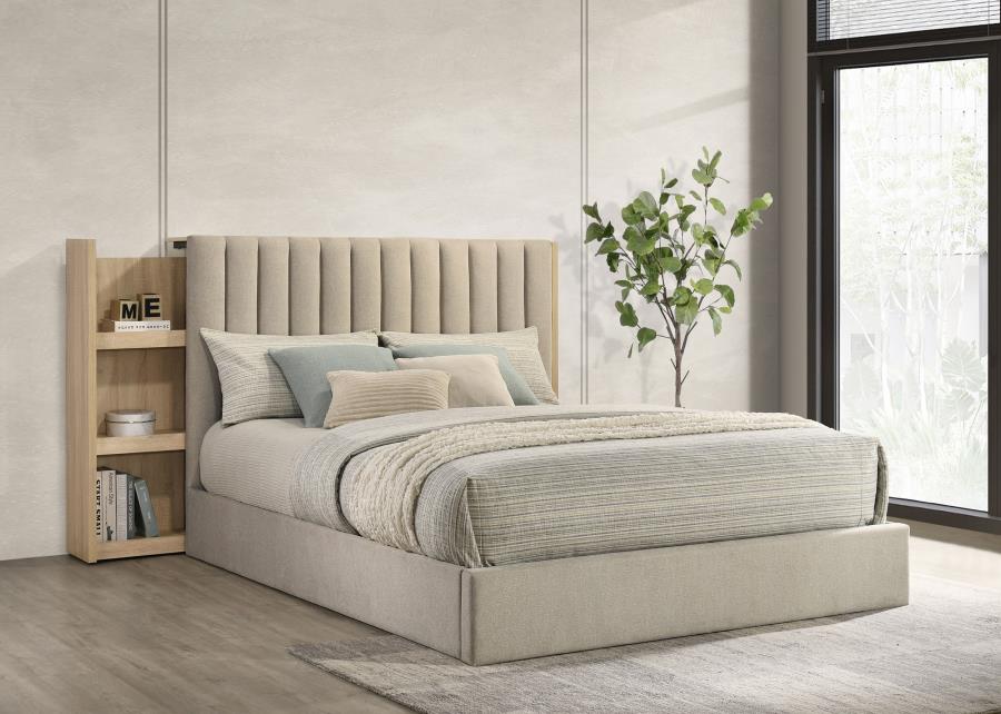 Arielle Queen Bookcase Panel Storage Bed Light Oak - 223111Q