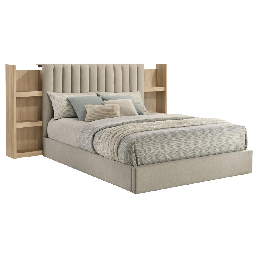 Arielle Queen Bookcase Panel Storage Bed Light Oak - 223111Q