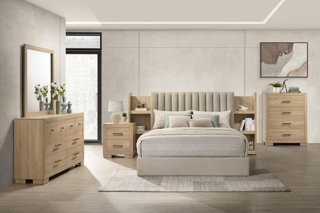 Arielle Queen Bookcase Panel Storage Bed Light Oak - 223111Q