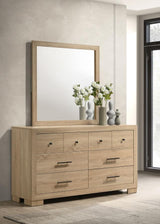 Arielle 6-drawer Bedroom Dresser with Mirror Light Oak - 223113M
