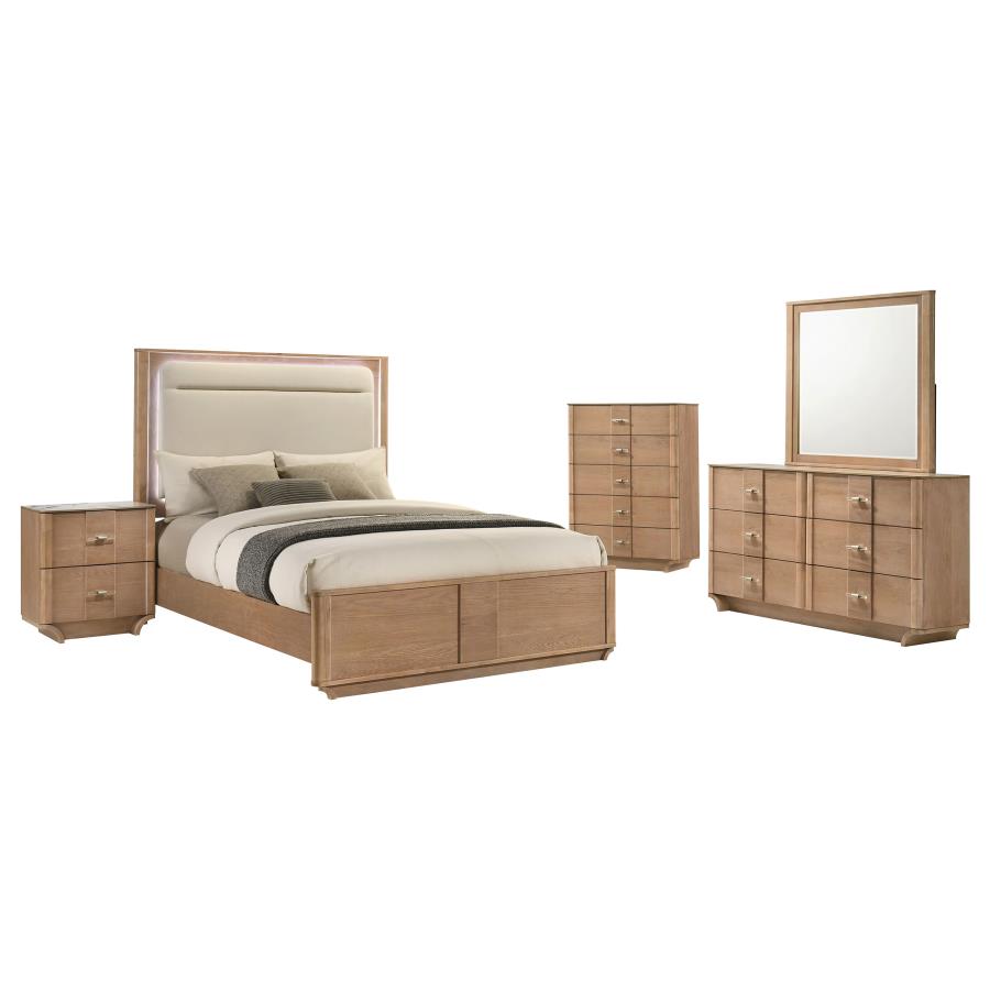 Leanne 5-piece Eastern King Bedroom Set Light Oak - 223131KE-S5