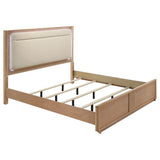 Leanne Eastern King LED Panel Bed Off White and Light Oak - 223131KE