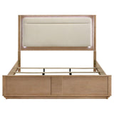 Leanne Eastern King LED Panel Bed Off White and Light Oak - 223131KE